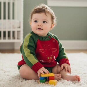 Rodin Colourblock Owl Raglan Sleeve Sweater Size 12 Months